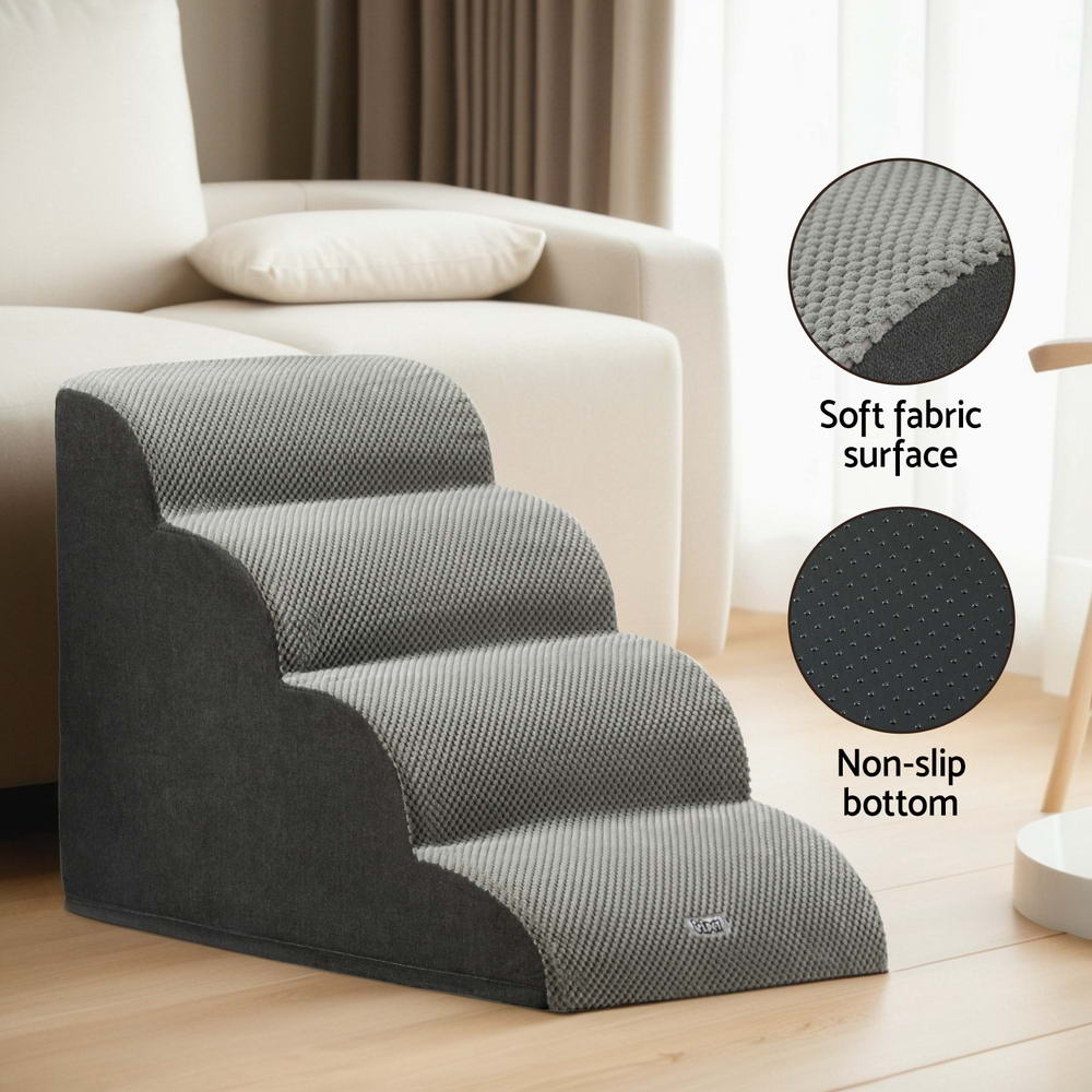 Dog Ramp Steps Foam 3/4 Tier Pet Stairs For Bed Sofa Car Portable Indoor