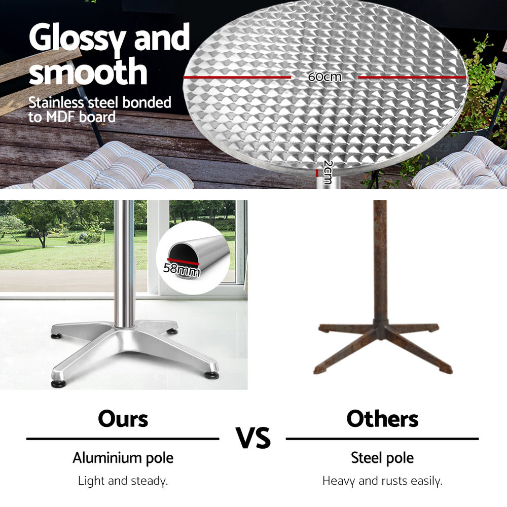 Outdoor Bar Table Adjustable Aluminium Round 70/110Cm