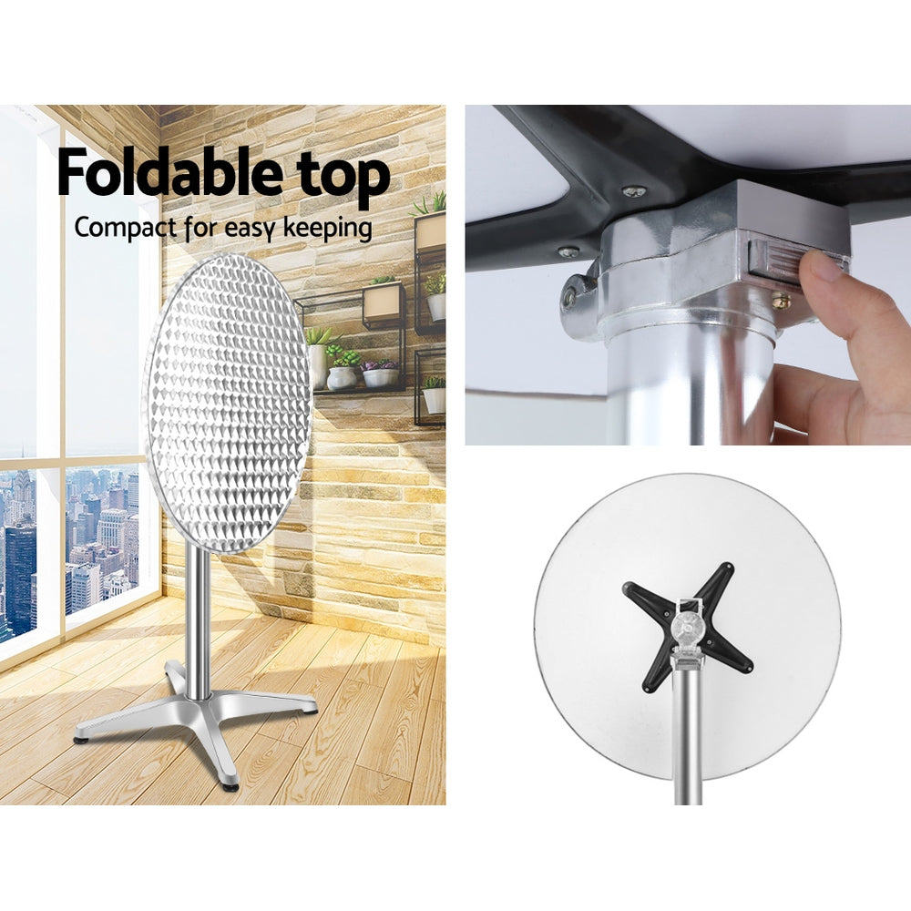 Outdoor Bar Table Adjustable Aluminium Round 70/110Cm