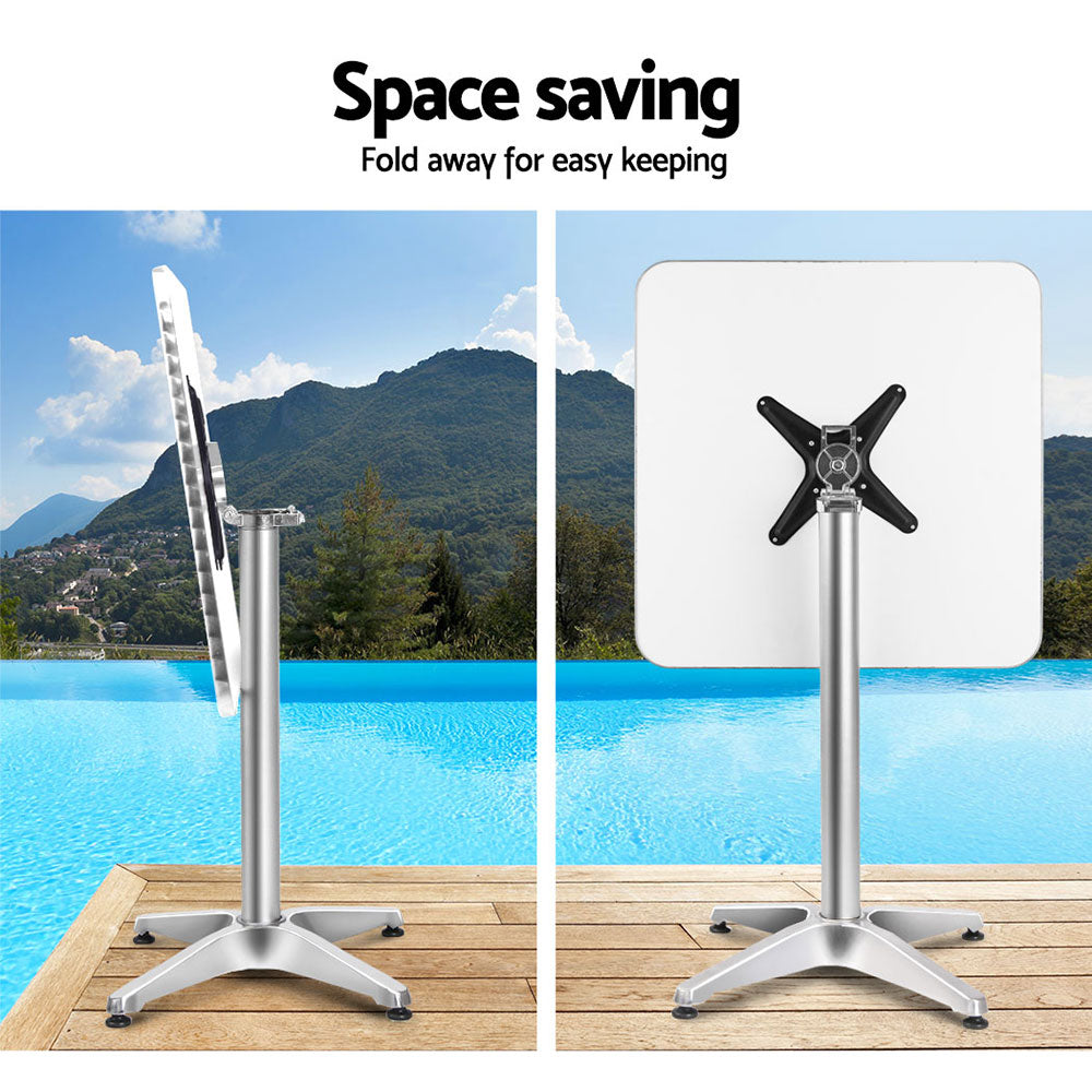 Outdoor Bar Table Adjustable Aluminium Square 70/110Cm