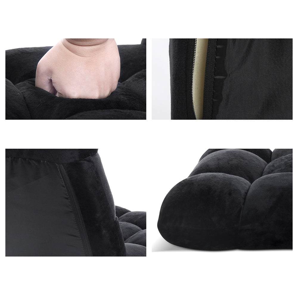 Lounge Sofa Bed Flannel Fabric Black
