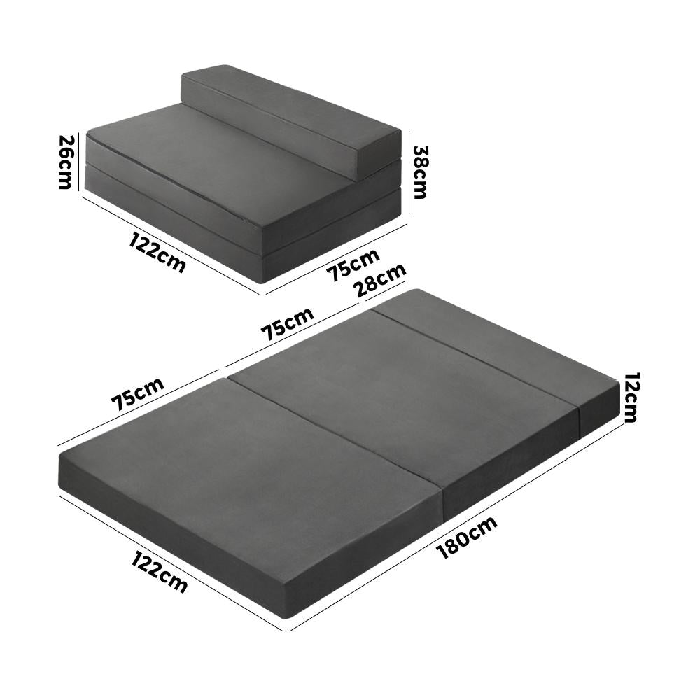 Simple Deals Folding Foam Mattress Sofa Bed Trifold Camping Sleeping Cushion Mat Double