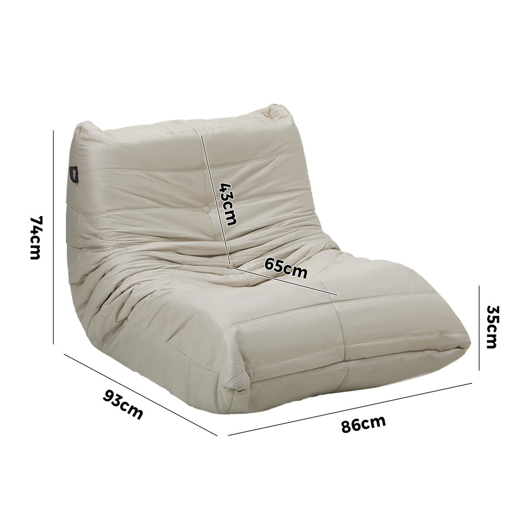 2X Floor Sofa Lounge Caterpillar Lazy Couch Single Pouffe Beige