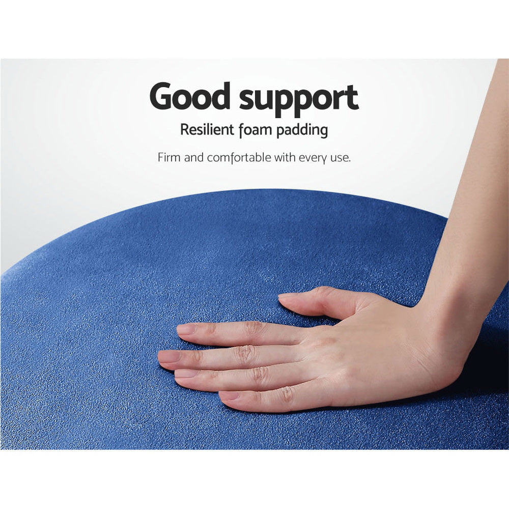 Ottoman Foot Stool Round Velvet Navy