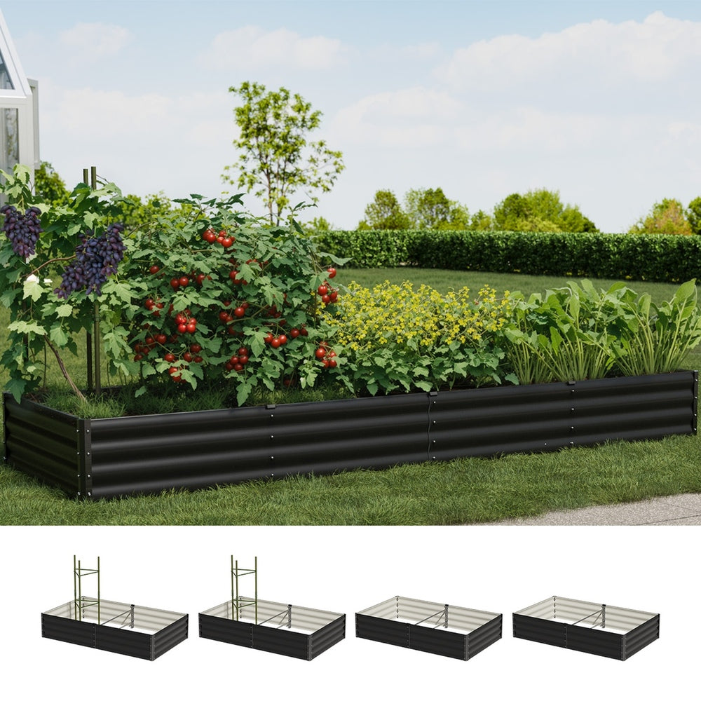 2x Garden Bed 290x90x30cm Planter Stand Box Galvanise