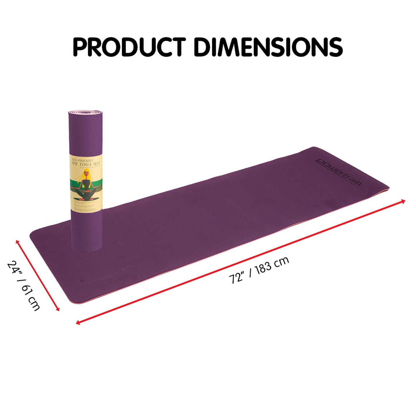 Eco-Friendly TPE Pilates Exercise Yoga Mat 8mm - Dark Purple