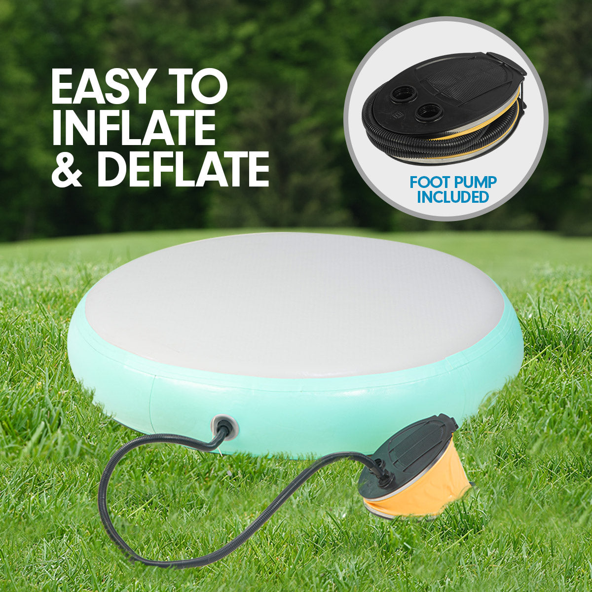 1m Air Spot Round Inflatable Gymnastics Tumbling Mat with Pump - Green