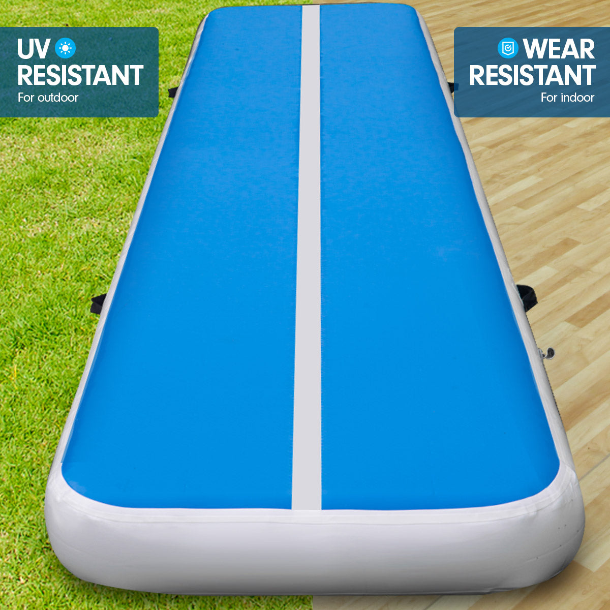 4m Airtrack Tumbling Mat Gymnastics Exercise Air Track - Blue White