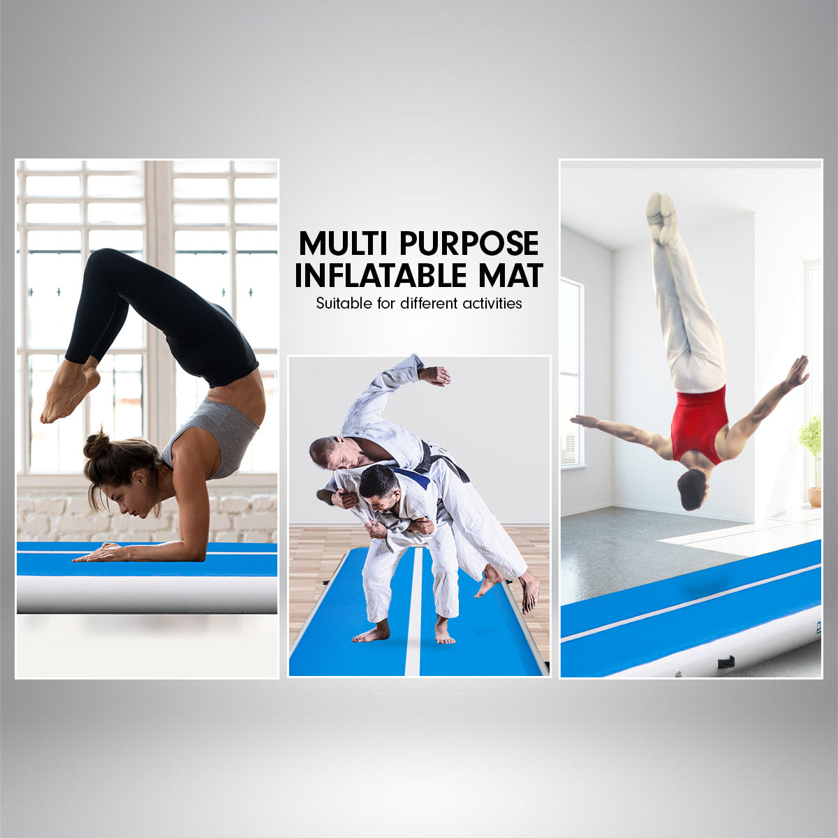 5m Airtrack Tumbling Mat Gymnastics Exercise 20cm Air Track Blue White