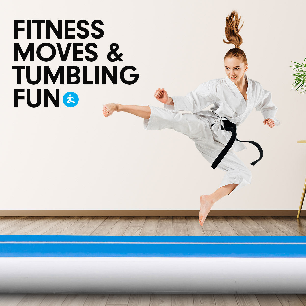 5m Airtrack Tumbling Mat Gymnastics Exercise 20cm Air Track Blue White