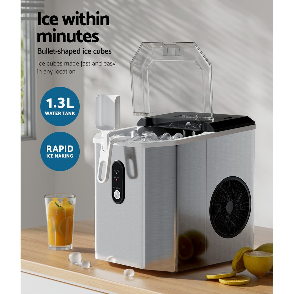 Portable Ice Maker Machine Ice Cube 12Kg Bar Countertop Stainless Steel