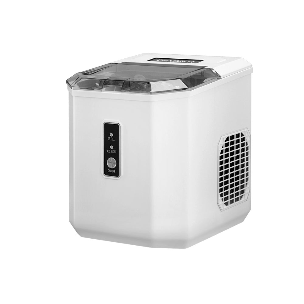 12kg Self-Cleaning Ice Maker Machine in Chic White/Black