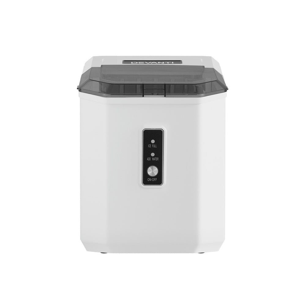 12kg Self-Cleaning Ice Maker Machine in Chic White/Black