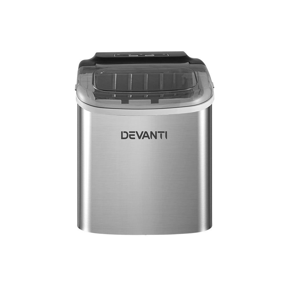 12kg Self-Cleaning Ice Maker Machine in Chic White/Black