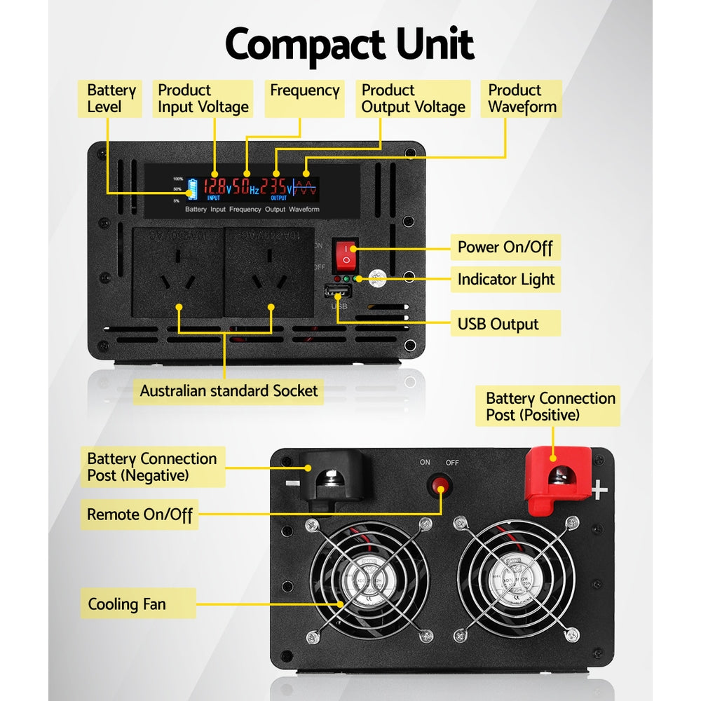 Power Inverter 12V To 240V 2500W/5000W Pure Sine Wave Camping Car Boat