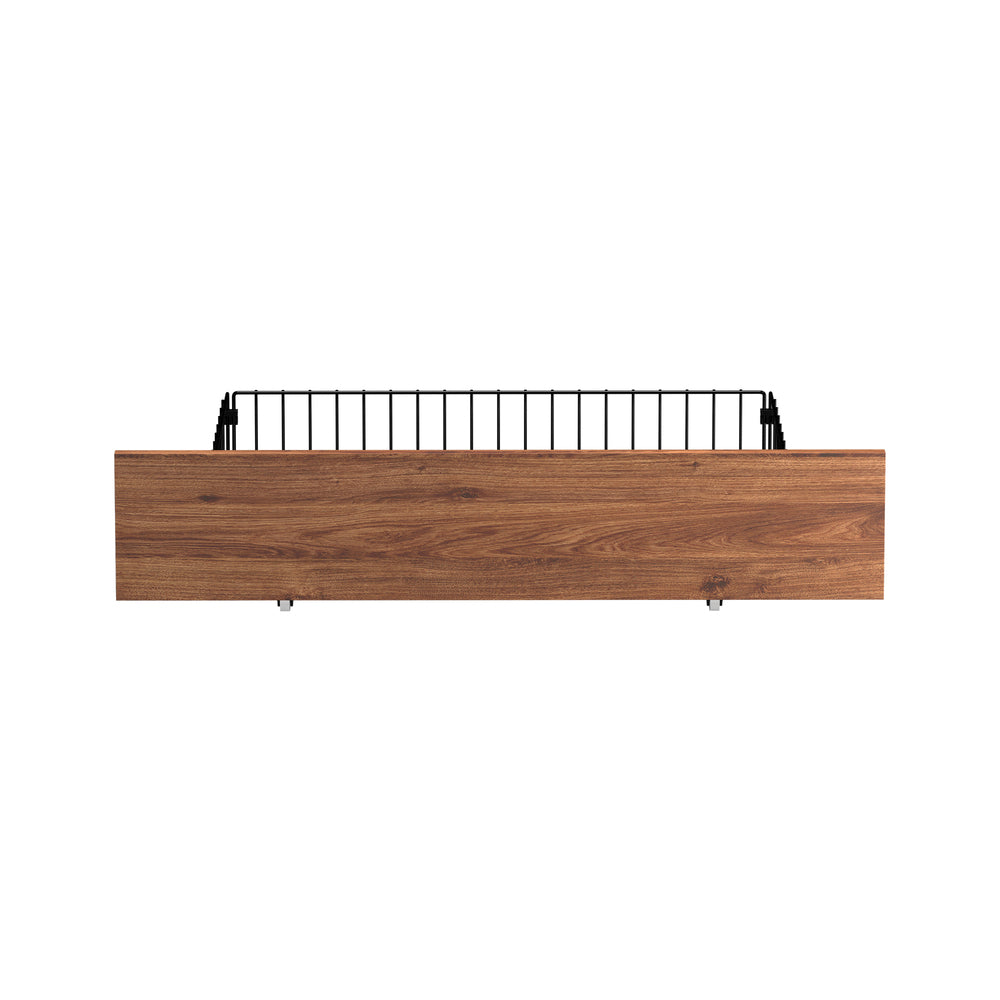 4x Bed Frame Storage Drawers with Wheels Metal Brown