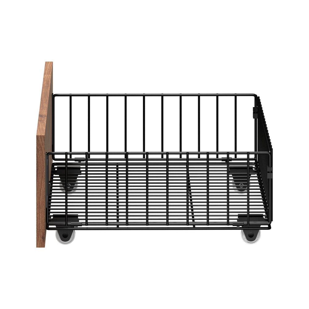4x Bed Frame Storage Drawers with Wheels Metal Brown