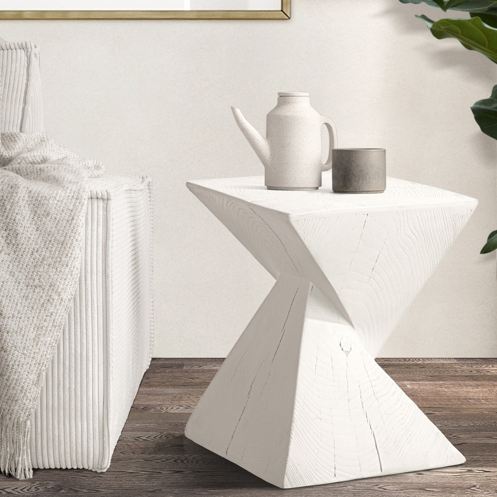 Side Table Terrazzo Concrete White/Natural/Black