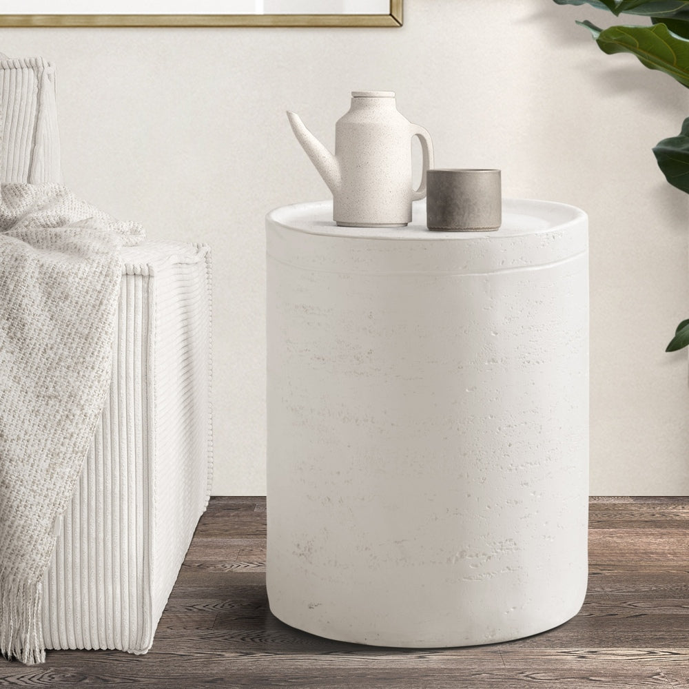 Side Table Terrazzo Concrete White/Natural/Black