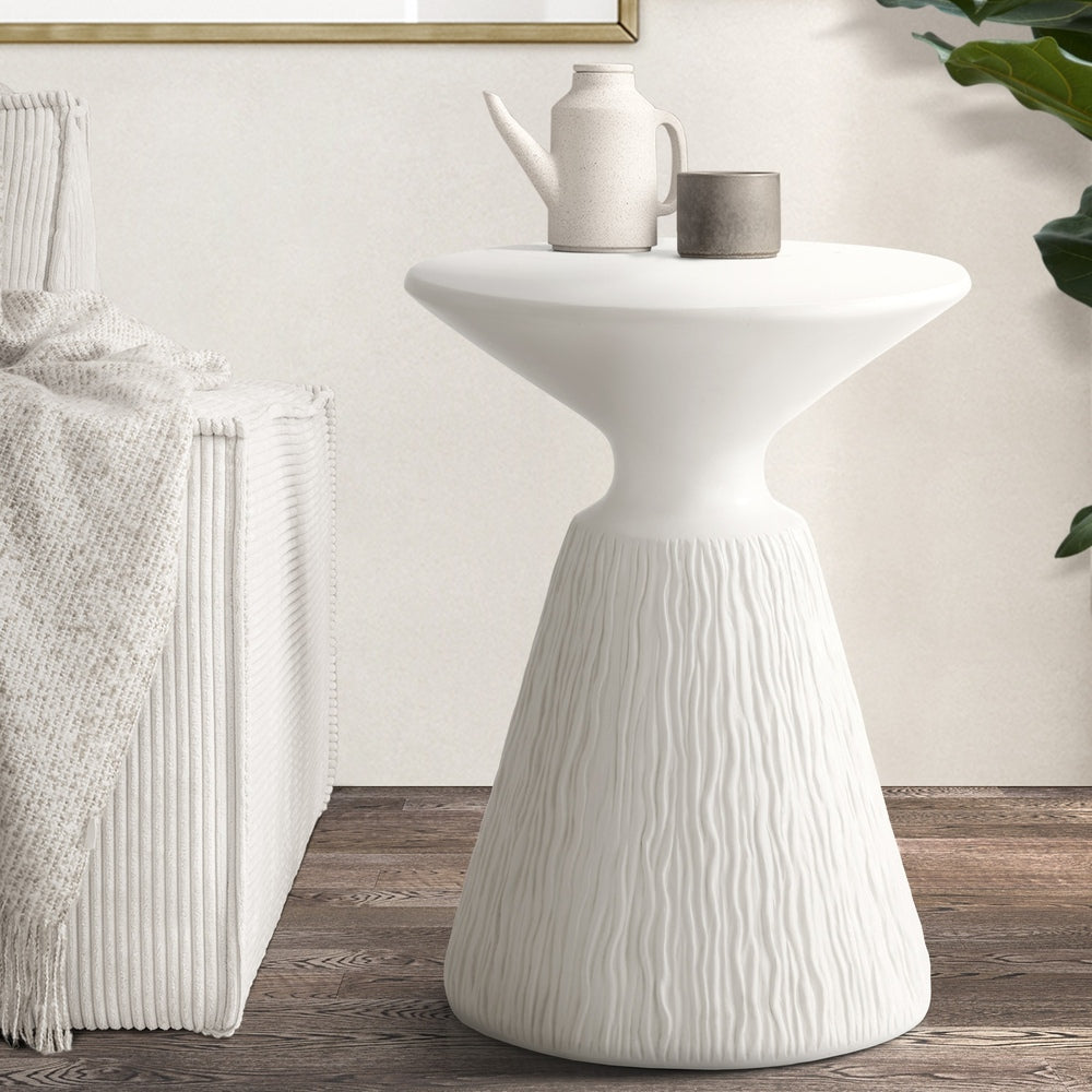 Side Table Terrazzo Concrete White/Natural/Black