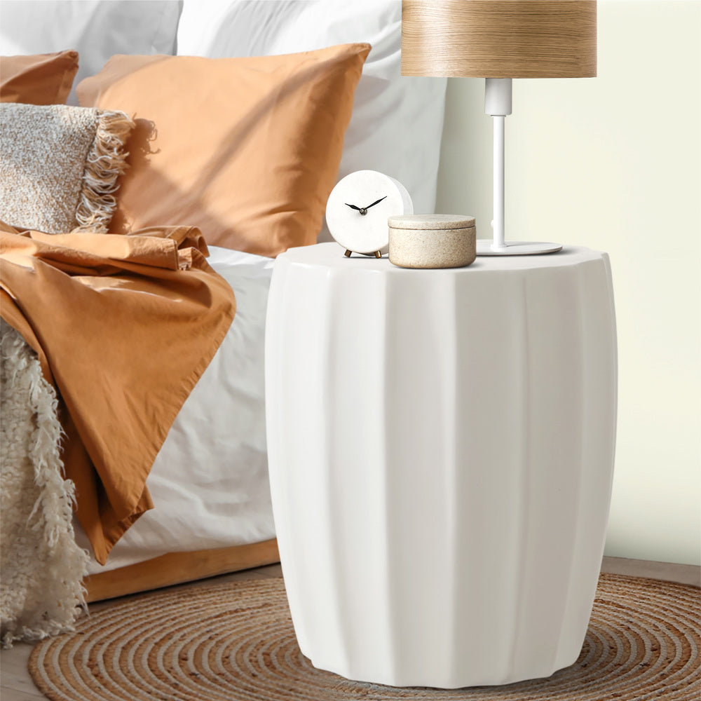 Side Table Terrazzo Concrete White/Natural/Black