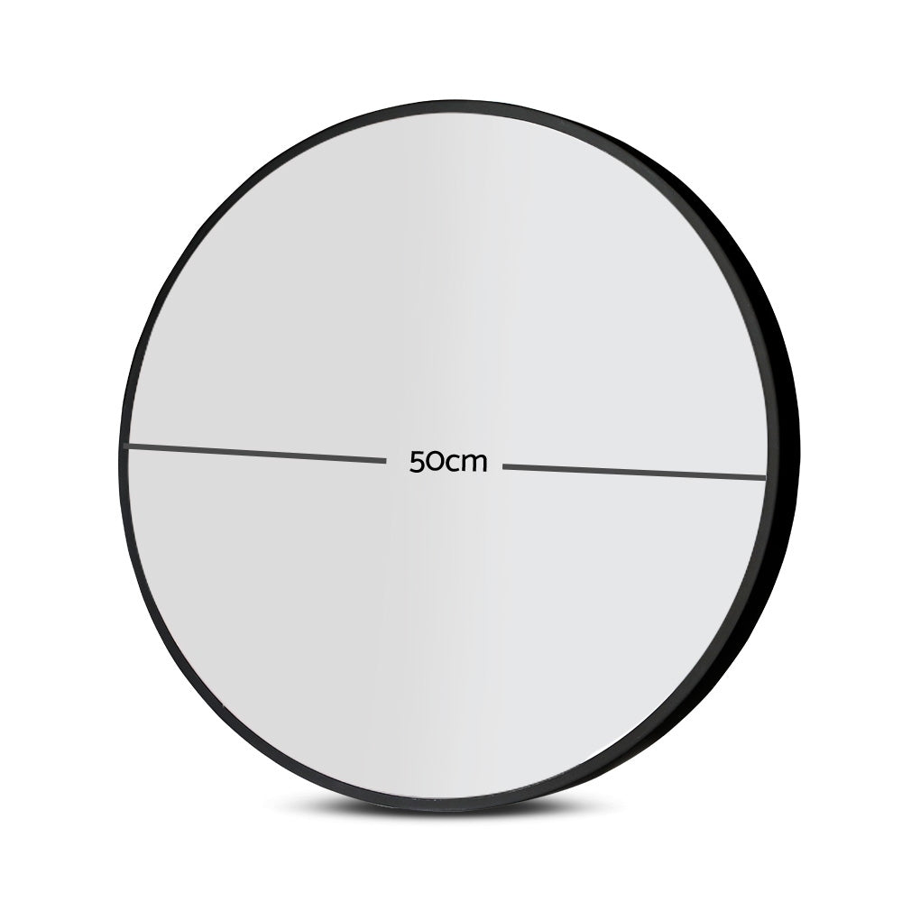 Wall Mirror Makeup 50Cm Home Decor Framed Mirrors Bathroom Round Black