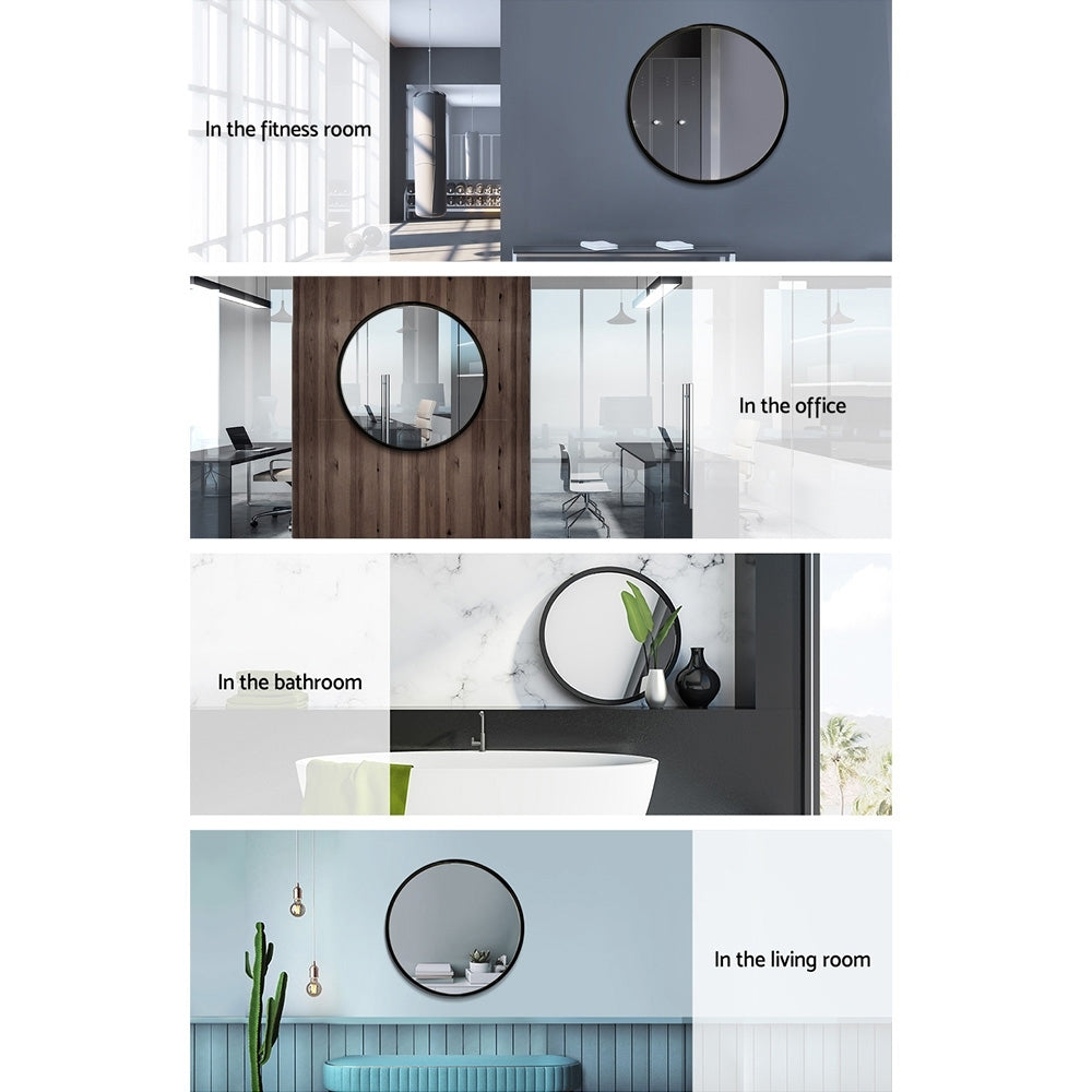 Wall Mirror Makeup 50Cm Home Decor Framed Mirrors Bathroom Round Black