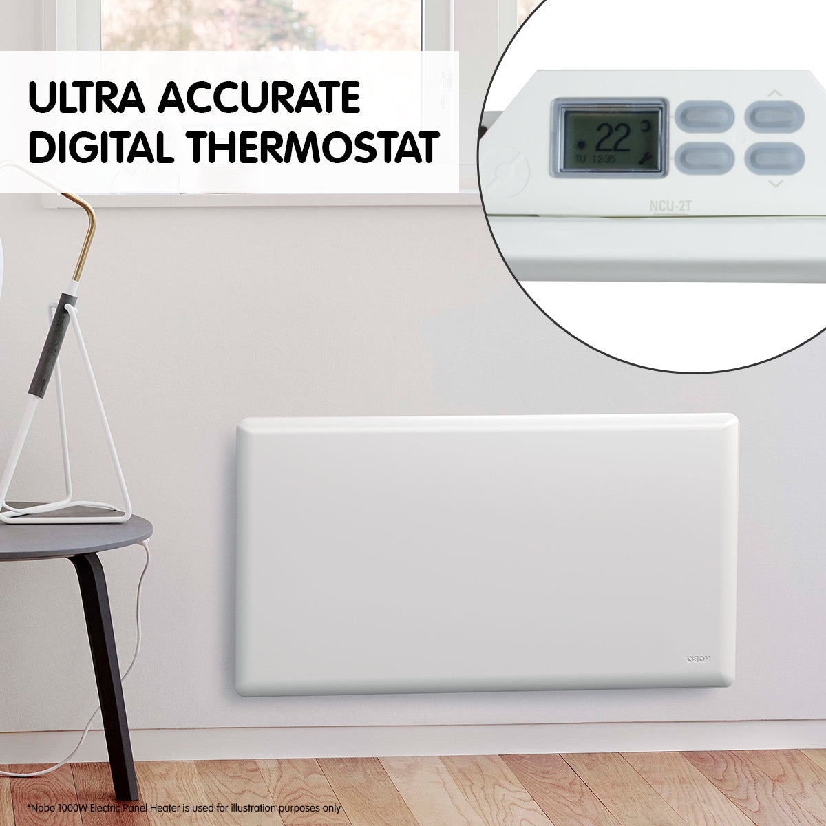 2400w electric panel heater with thermostat & castors
