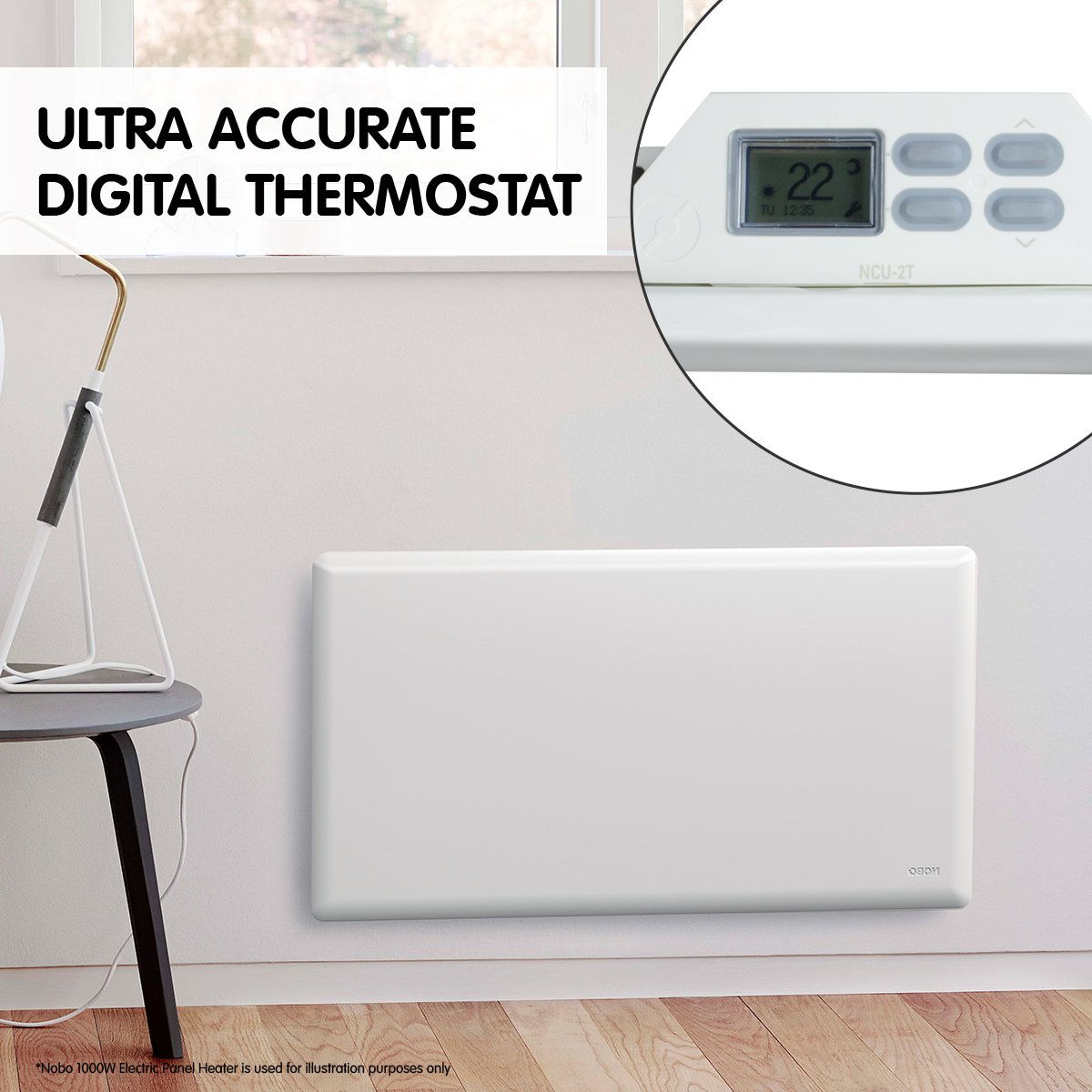 2400W NTL4T24 Electric Panel Heater w/ Timer Thermostat & Castors