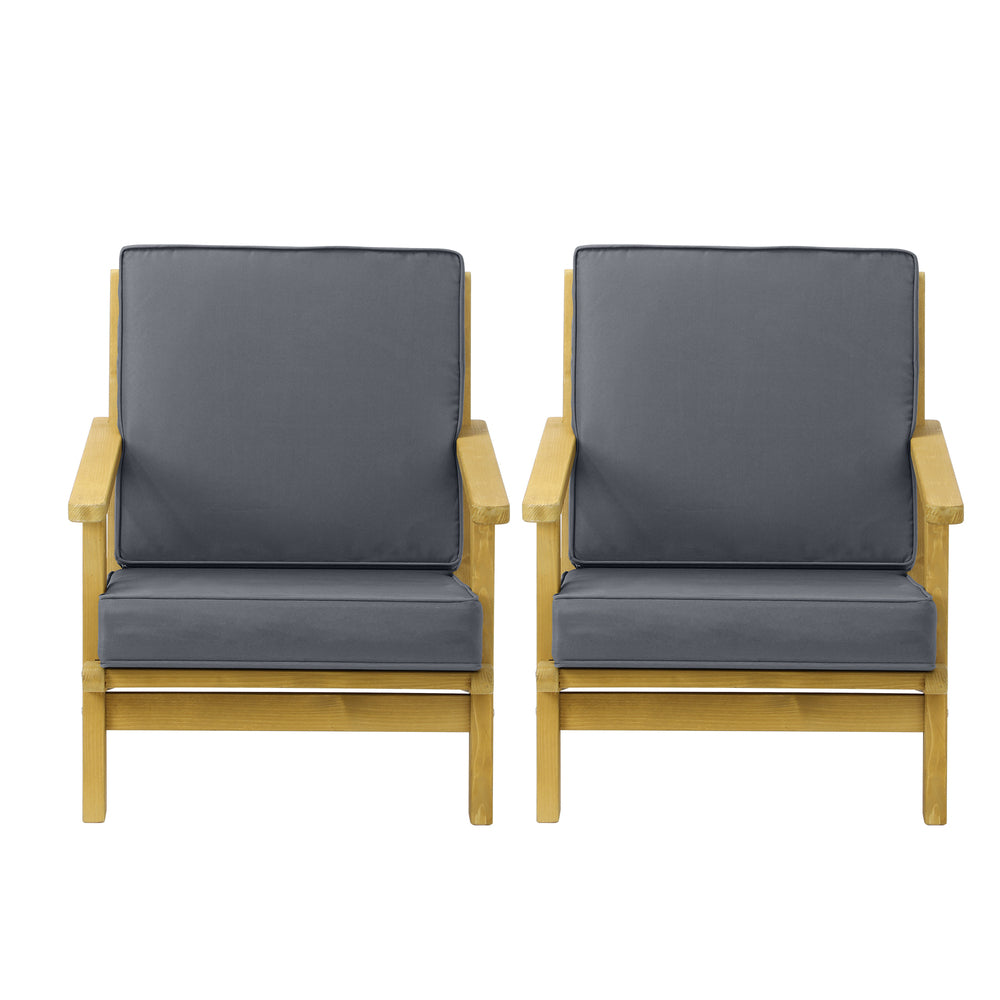 2PCS Outdoor Armchair Furniture Lounge Wooden Chair Patio Garden Sofa Set
