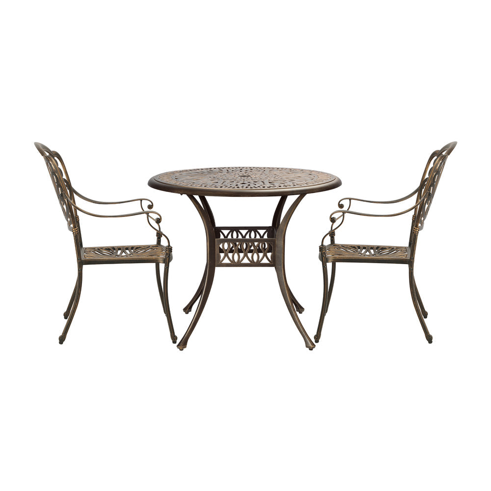 Outdoor Dining Chairs 3 Piece Bistro Set Cast Aluminium Patio Furniture