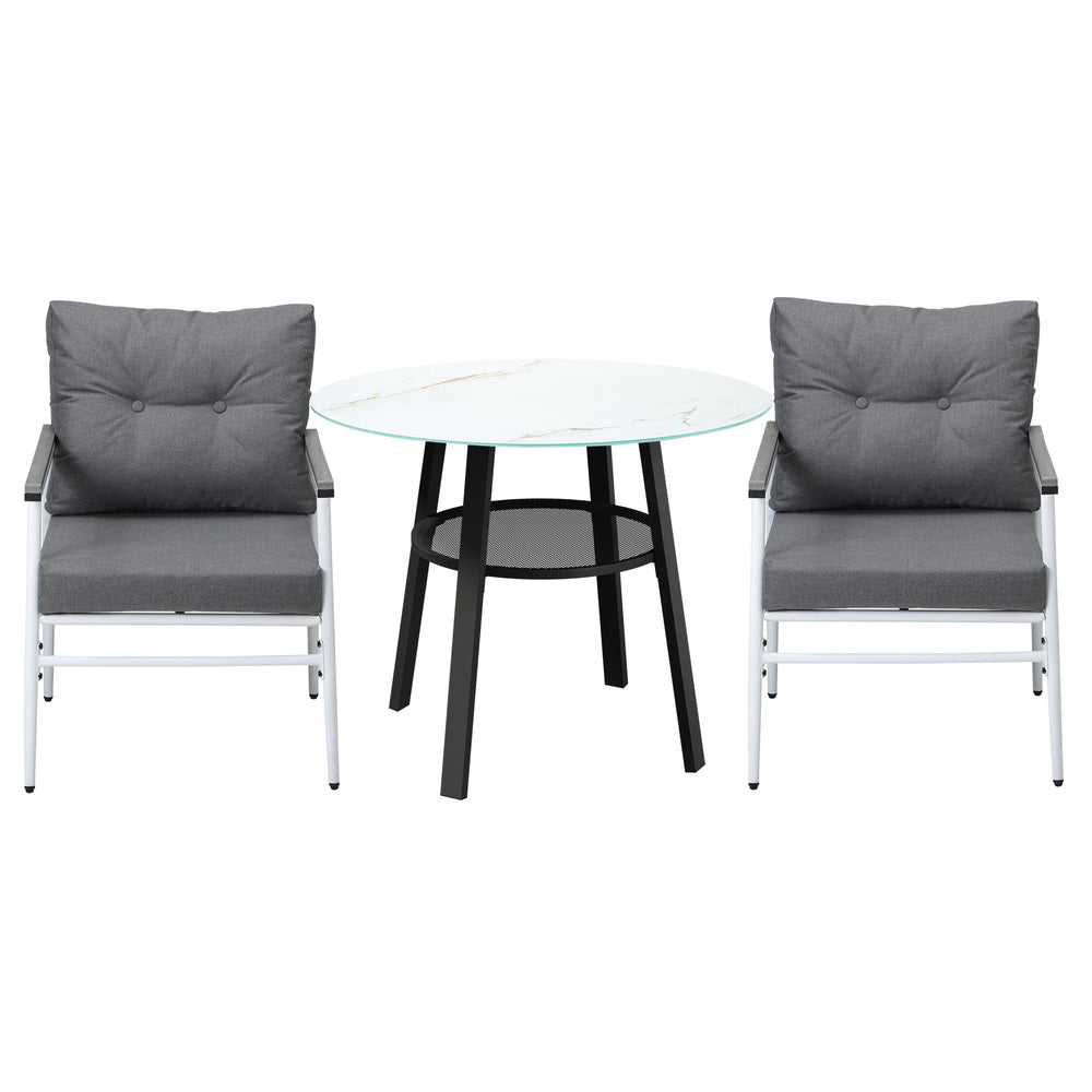 Outdoor 5PCS Dining Set Table with Storage Shelf