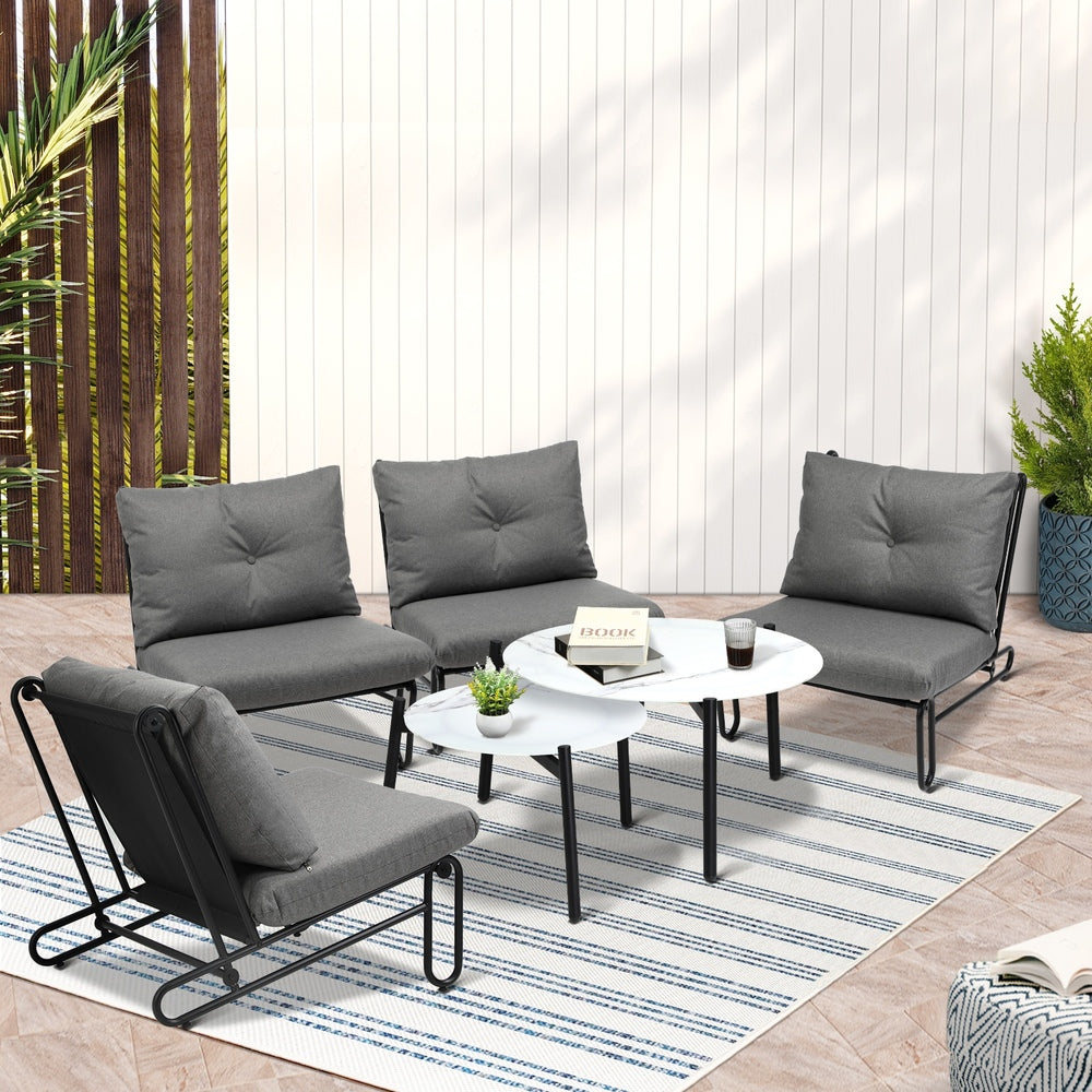 Outdoor Sofa Set Coffee Table with Chairs Grey