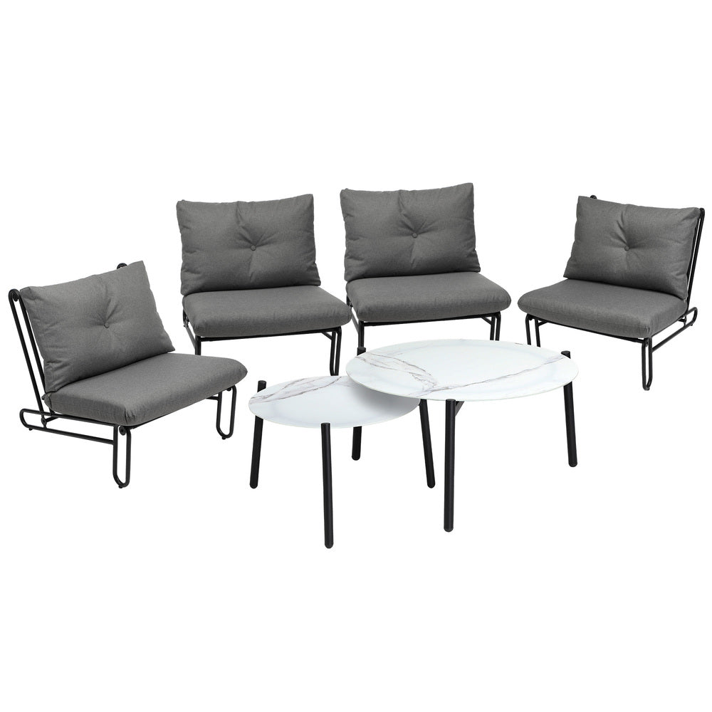 Outdoor Sofa Set Coffee Table with Chairs Grey