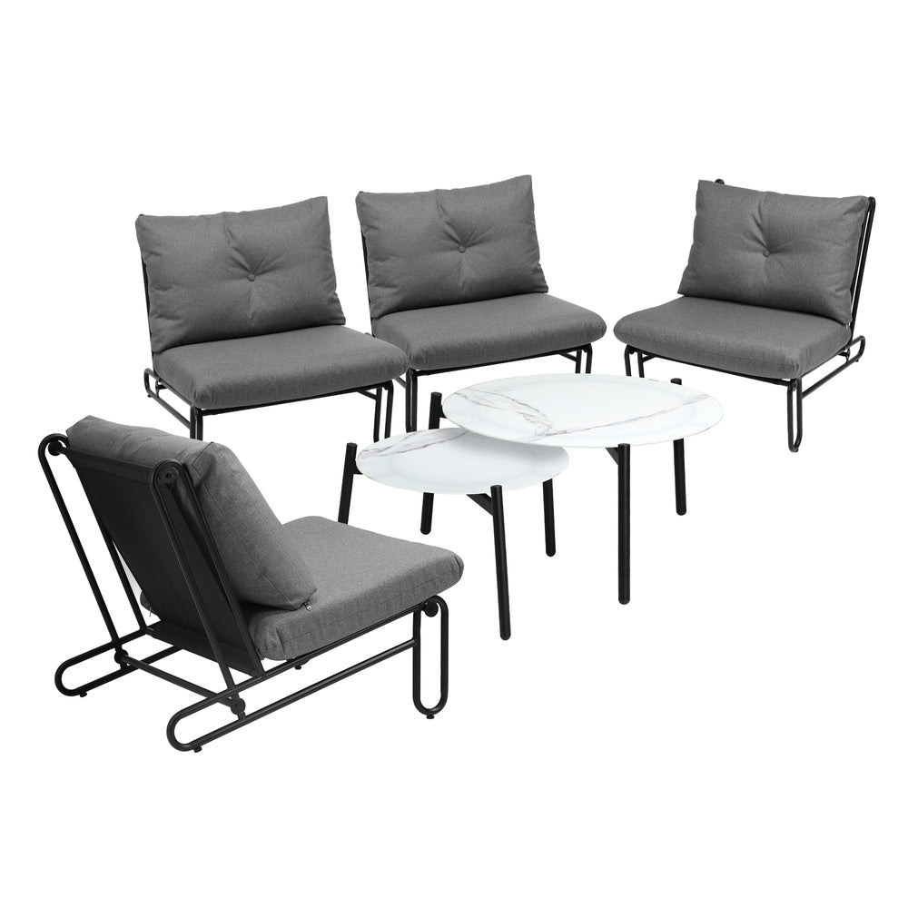 Outdoor Sofa Set Coffee Table with Chairs Grey