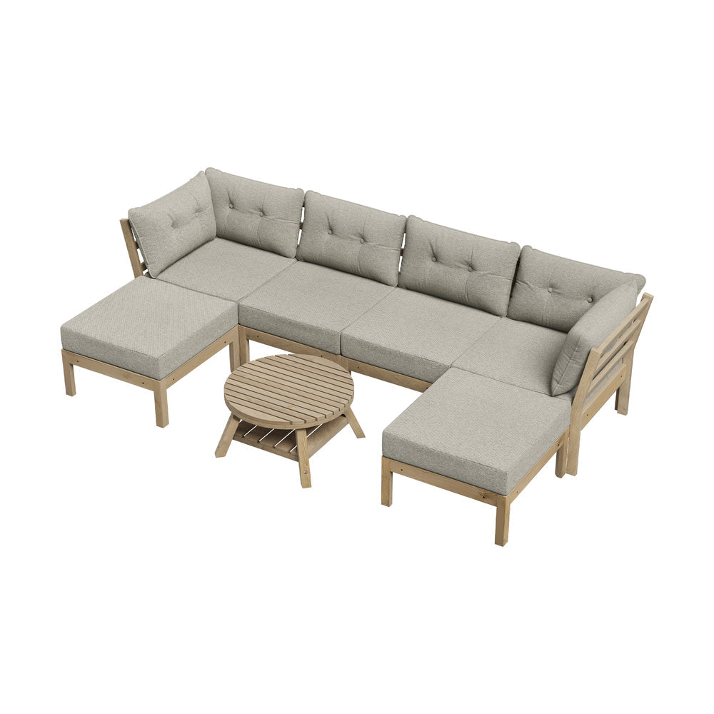 6 Piece Outdoor Lounge Sofa Set Garden Furniture Grey