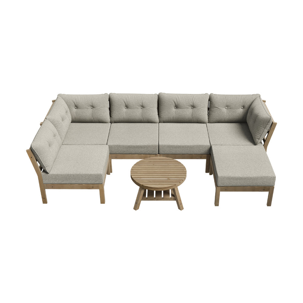 7 Piece Outdoor Sofa Set 6-Seater Lounge Setting Grey