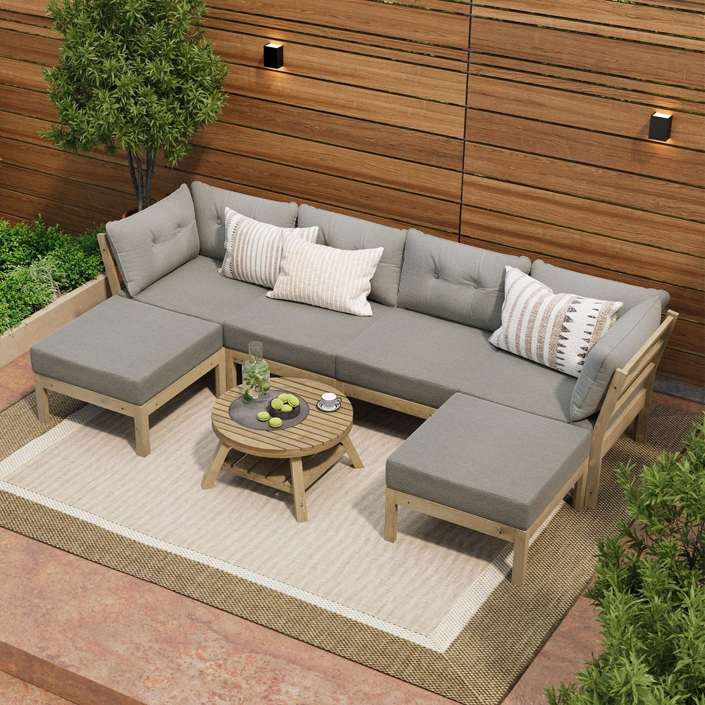 6 Piece Outdoor Lounge Sofa Set Garden Furniture Grey