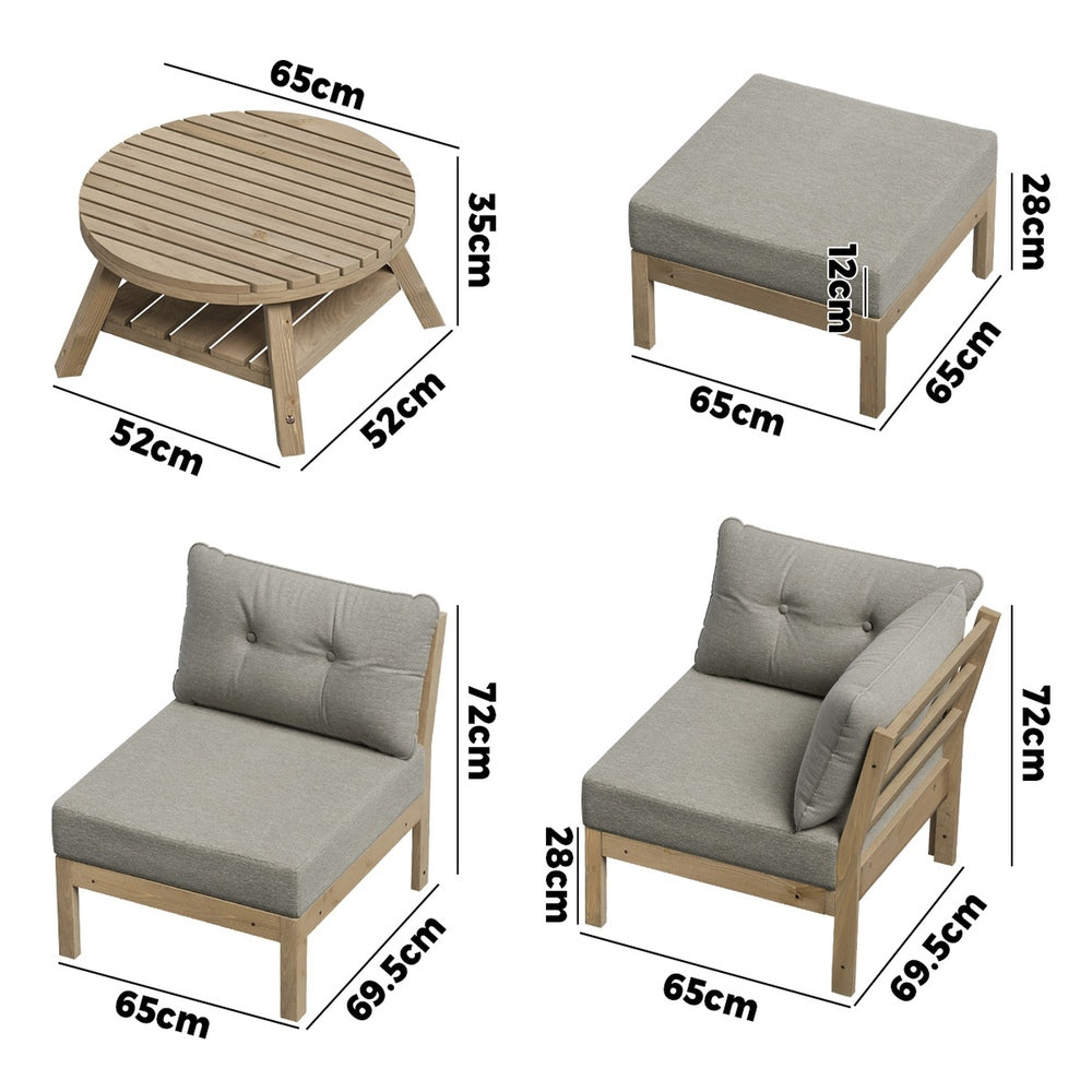 6 Piece Outdoor Lounge Sofa Set Garden Furniture Grey