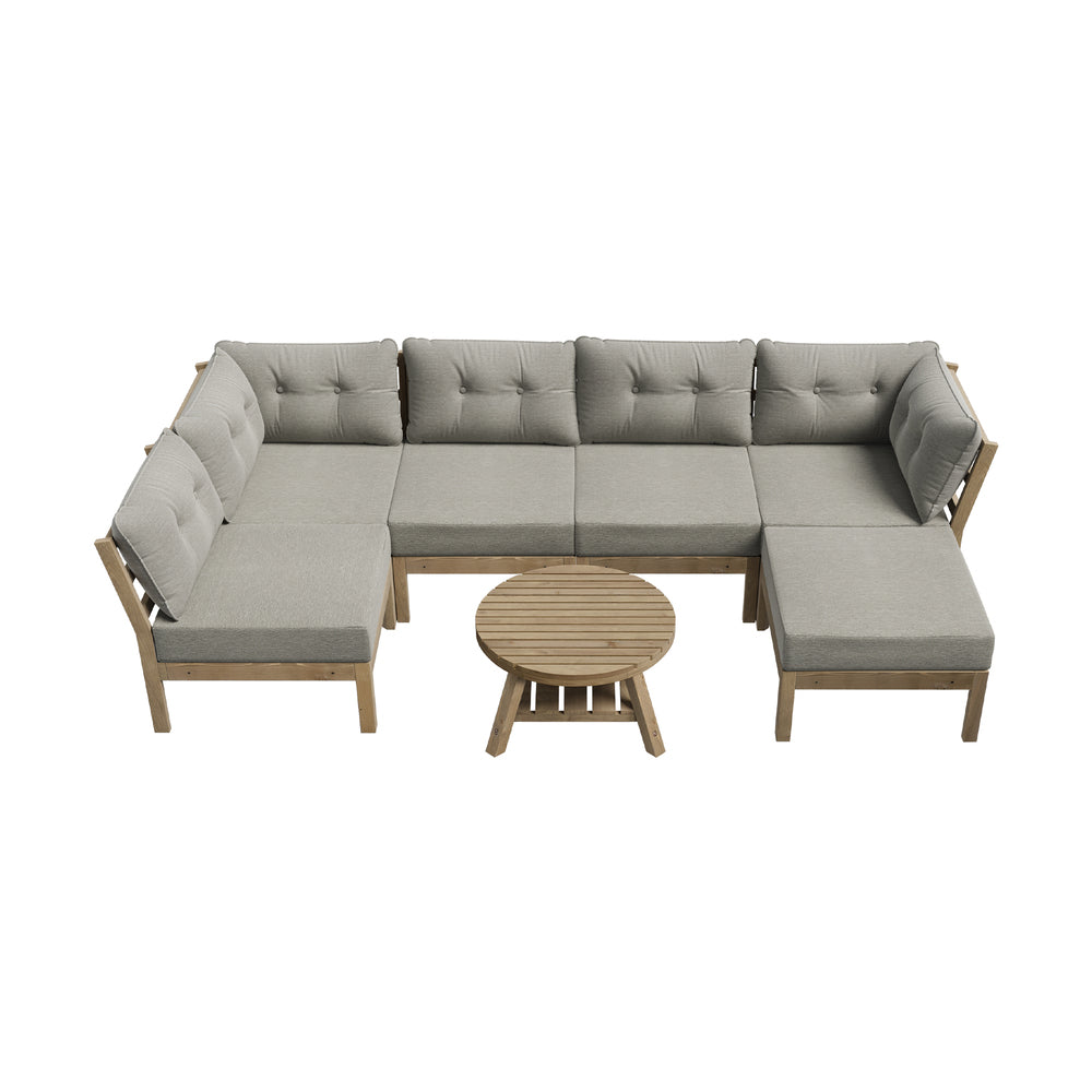7 Piece Outdoor Sofa Set 6-Seater Lounge Setting Grey