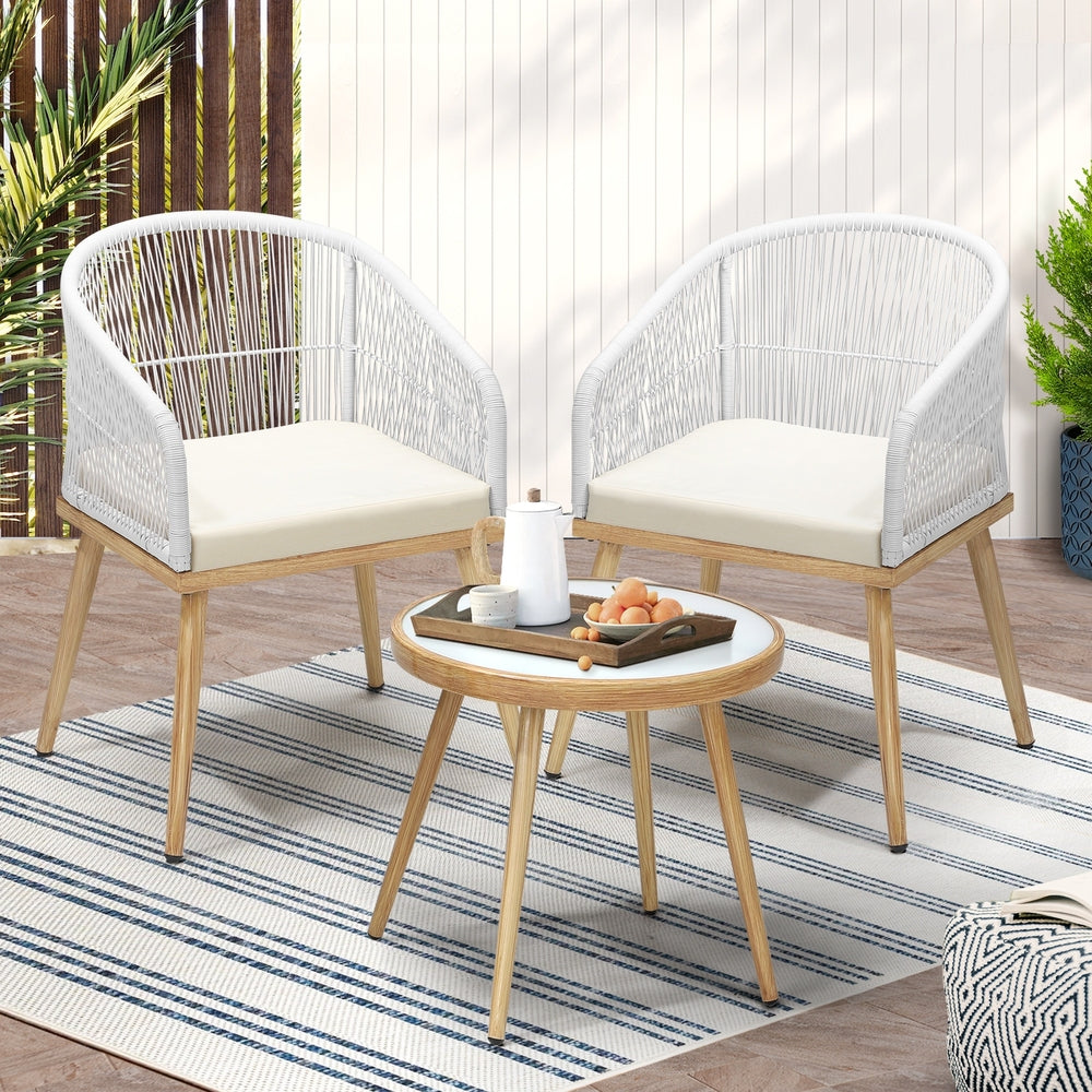 3PCS Outdoor Furniture Lounge Setting Dining Table Chair Patio Bistro Set