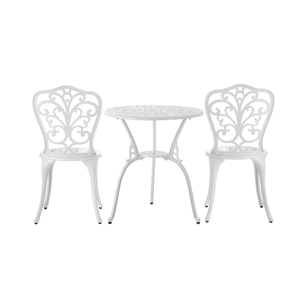 Bistro Outdoor Setting Chairs Table Patio Dining 3PCS Set Cast Aluminium