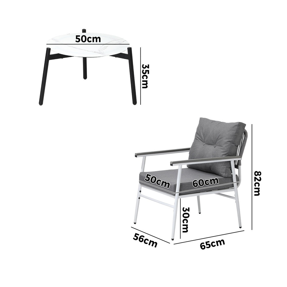 Outdoor Patio Set 50cm/70cm Table with Armchairs