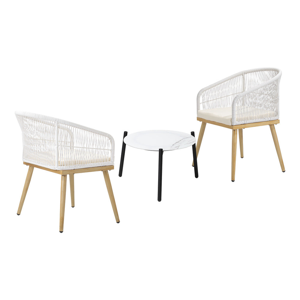 3pcs Seater Outdoor Patio Set 50/70 cm Table Beige and Natural Chairs
