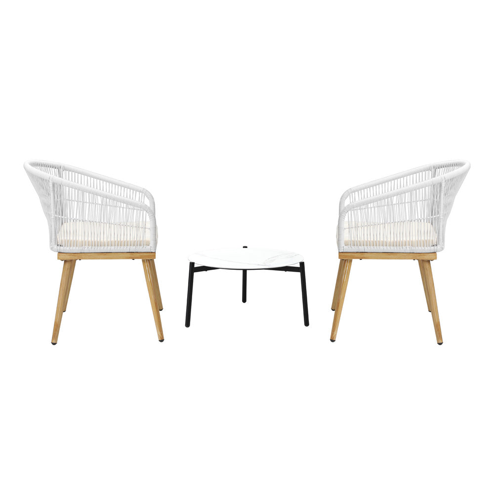 3pcs Seater Outdoor Patio Set 50/70 cm Table Beige and Natural Chairs