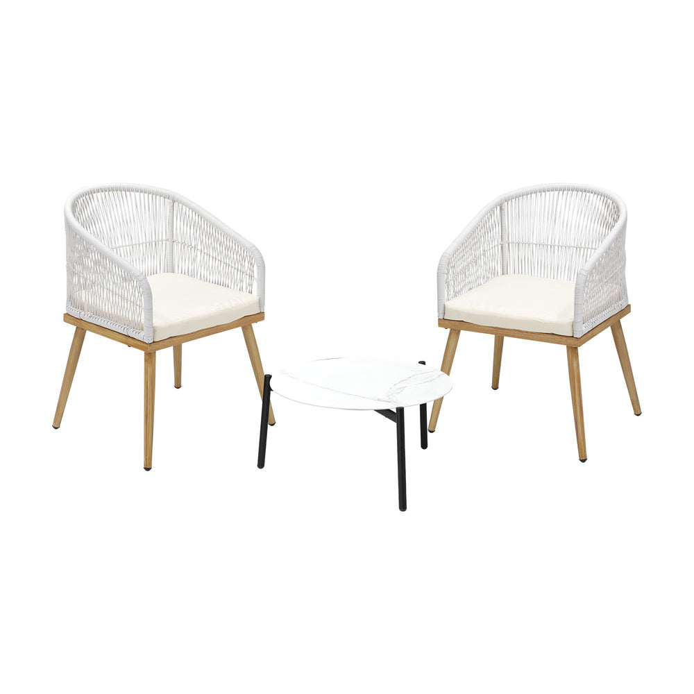 3pcs Seater Outdoor Patio Set 50/70 cm Table Beige and Natural Chairs