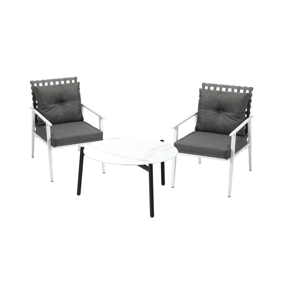 Outdoor Patio Set 50-70cm Marble Table Rattan Chairs