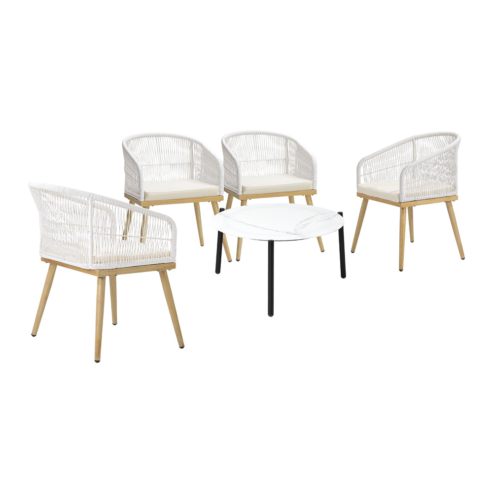 3pcs Seater Outdoor Patio Set 50/70 cm Table Beige and Natural Chairs