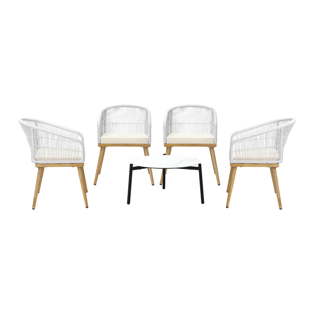 3pcs Seater Outdoor Patio Set 50/70 cm Table Beige and Natural Chairs