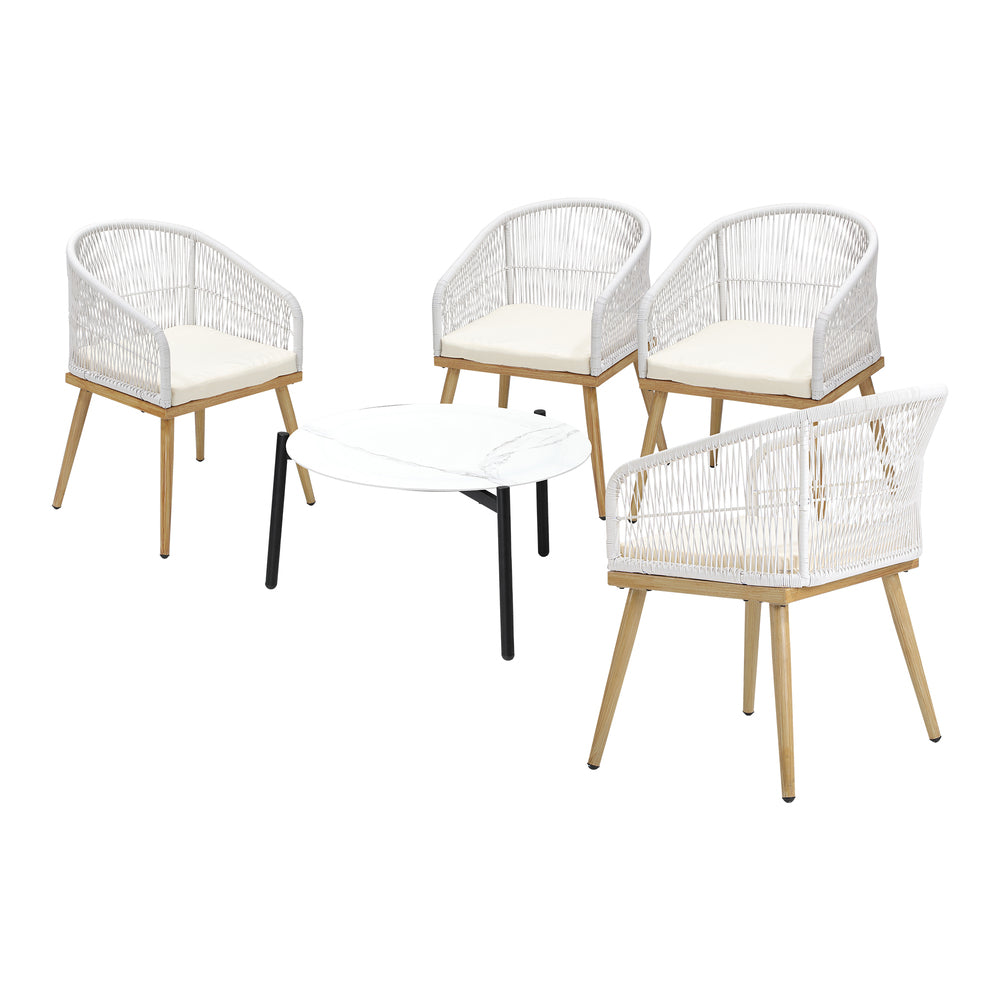 3pcs Seater Outdoor Patio Set 50/70 cm Table Beige and Natural Chairs